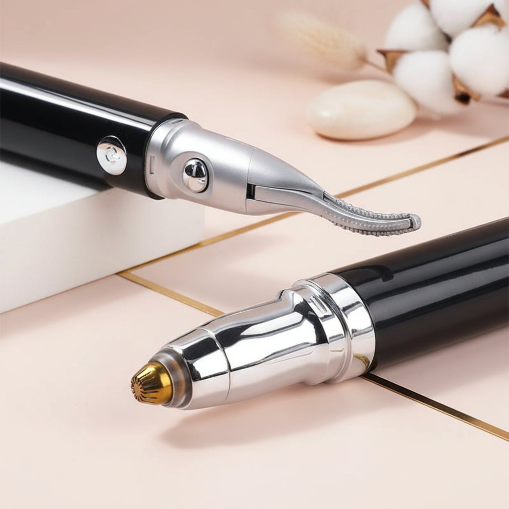 Heated eyelash curler and brow trimmer for an everyday beauty routine