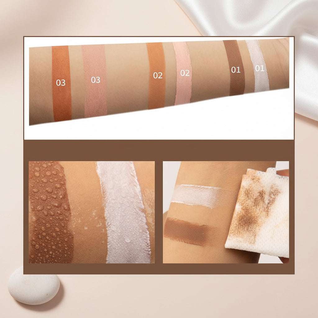 Portable contour and highlighter makeup set.