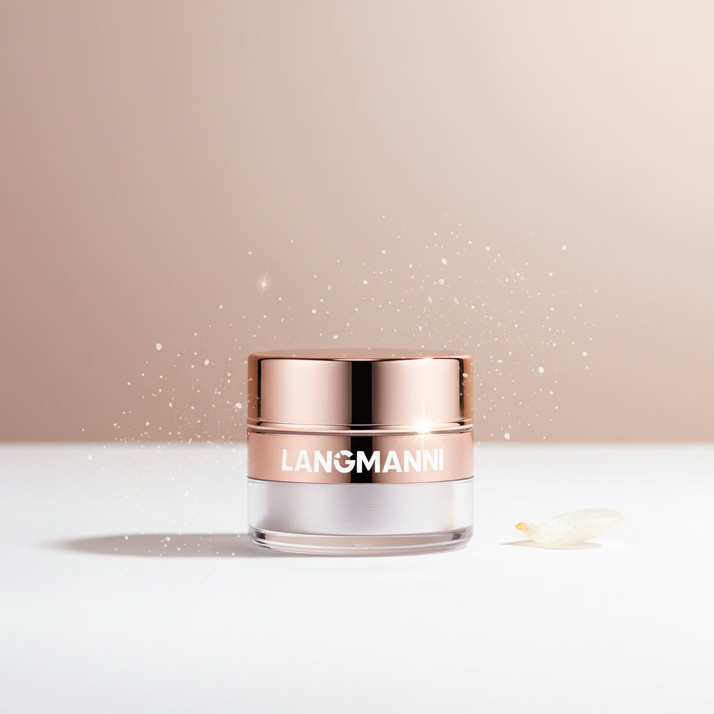 Sparkling face and body highlighting makeup.