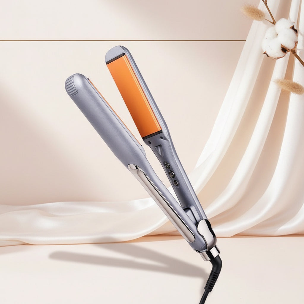 Ceramic hair straightener with temperature control up to 450 degrees Fahrenheit