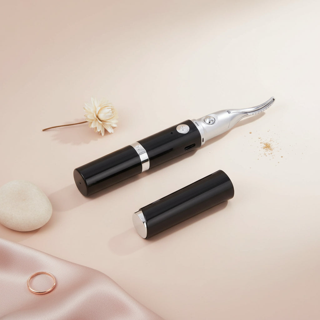 Close-up of heated eyelash curler designed for lash styling