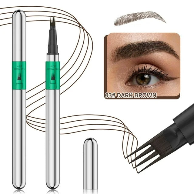 Three shades of 4-fork microblading eyebrow pen