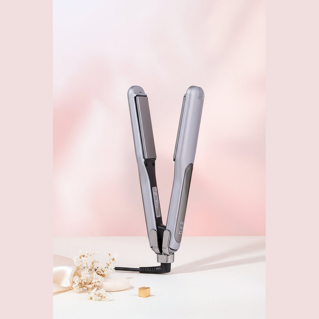 Ionic ceramic hair straightener designed for smoother-looking frizz-controlled hair