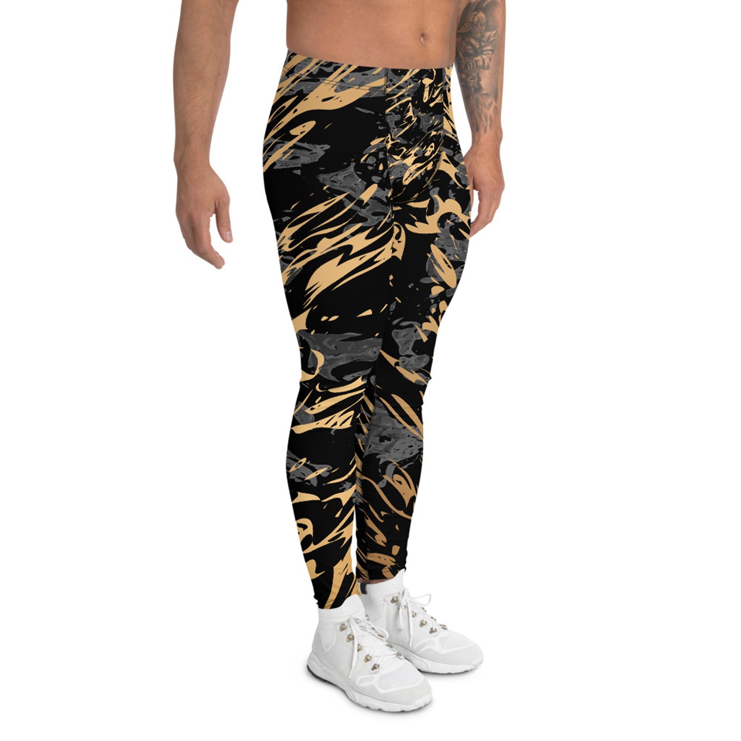 Black Marble with Gold Splash Leggings for Men