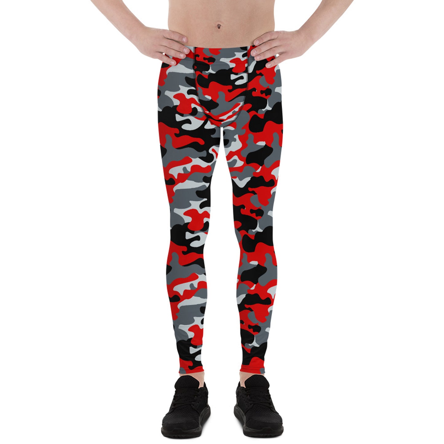 Gray and Red Camo Leggings for Men